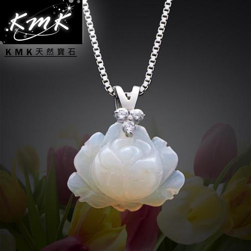KMK天然寶石【花開富貴】台灣天然白玉髓-項鍊