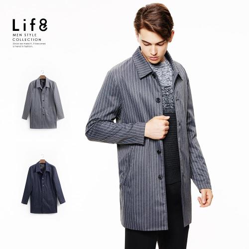 Life8-Formal 跳色條紋 簡約基本大衣 NO. 11129