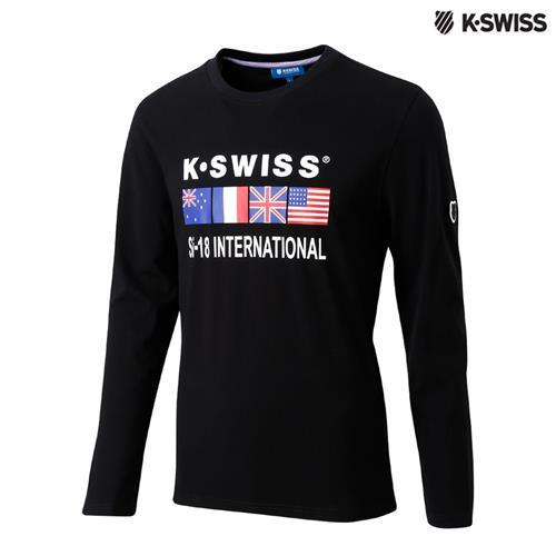 K-Swiss Si-18 Tee印花長袖T恤-男-黑