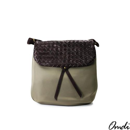 【Omdi】編織栗子斜肩包-綠色/杏色