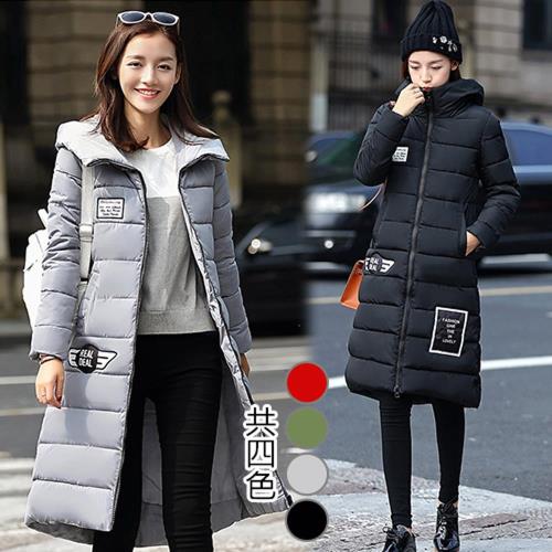 韓國K.W. 2XL~3XL率性時尚保暖連帽羽絨棉長版外套