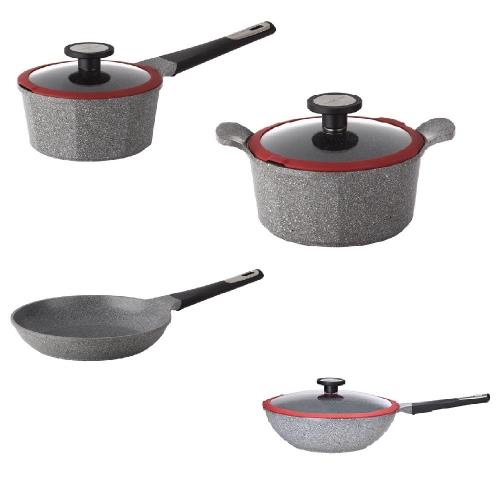 韓國NEOFLAM新石器IH鑄造鍋限定組(炒鍋30cm+湯鍋24cm+平底鍋28cm+單柄鍋18cm)