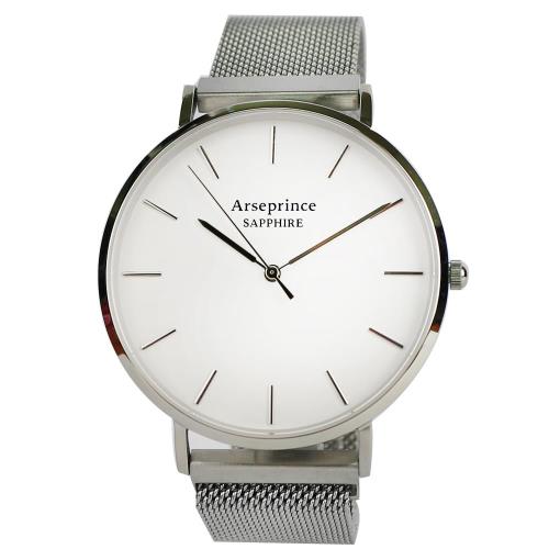 Arseprince 極簡雅緻米蘭銀帶中性錶-白