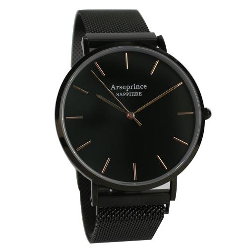 Arseprince 極簡雅緻米蘭帶中性錶-黑