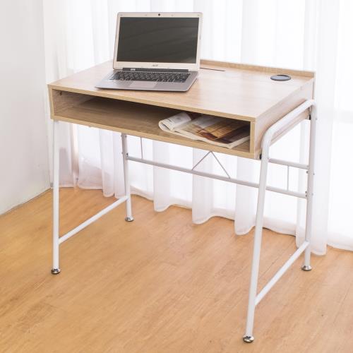 Boden-凱爾線孔工作桌/書桌(白橡色)-DIY
