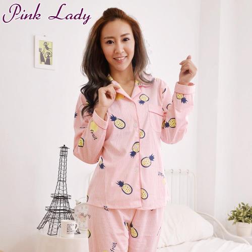 PinkLady甜滋滋波蘿居家襯衫型長袖成套睡衣-粉(838-2)