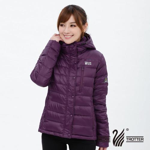 遊遍天下 女款假二件式防風防潑水羽絨外套(暗紫)