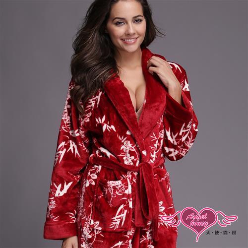 天使霓裳 法蘭絨睡袍 個性風格居家柔軟睡衣(紅F) AB1296