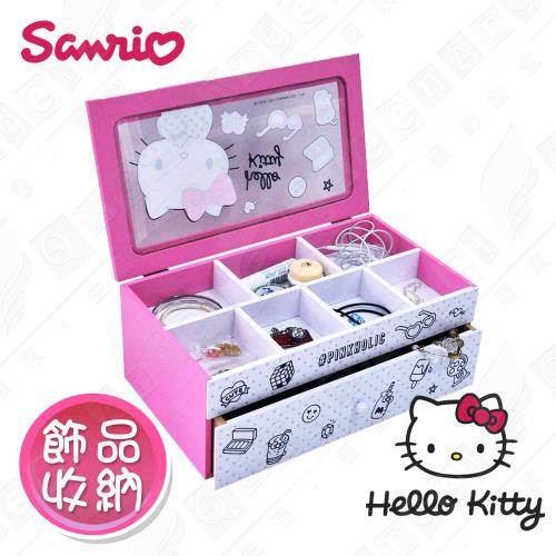 【Hello Kitty】三麗鷗凱蒂貓桌上橫式多格 飾品收納盒 抽屜盒 置物盒 桌上收納(正版授權)