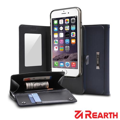 Rearth Apple iPhone 6 (4.7)(Ringke Wallet)皮夾式真皮保護皮套(藍)(送保護貼)