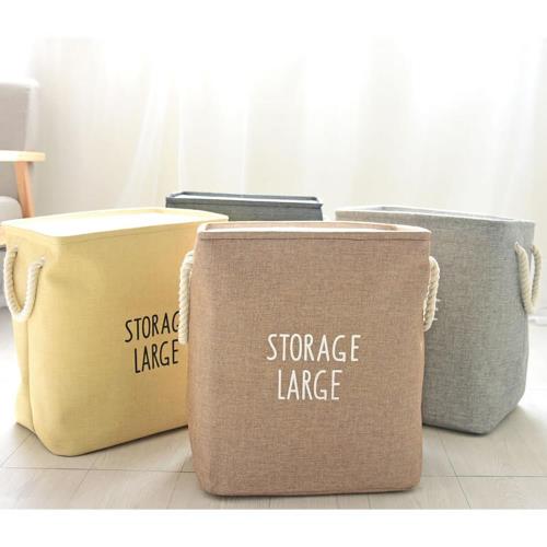 收納職人 自然簡約風StorageLarge超大容量粗提把厚挺棉麻方型整理收納籃/洗衣籃髒衣籃(XL隨機兩入組)