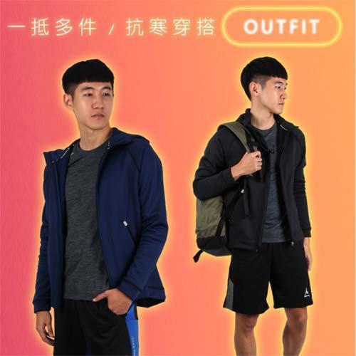 HODARLA 男-星系刷毛外套-連帽外套 立領外套 蓄暖 慢跑 路跑 反光 丈青