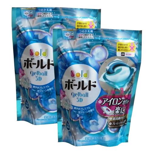 日本PG洗衣膠球補充包BOLD霧藍白葉花香18顆-2包組