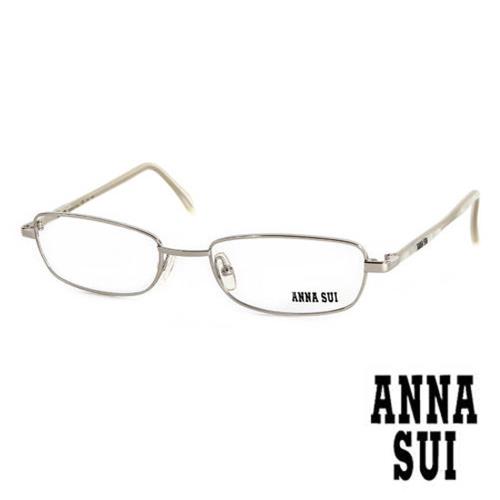 Anna Sui 日本安娜蘇 時尚珠光金屬造型平光眼鏡(銀) AS054E04