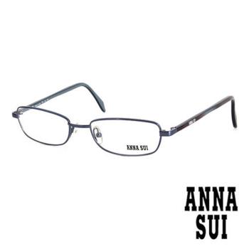 Anna Sui 日本安娜蘇 時尚珠光金屬造型平光眼鏡(藍) AS054E03