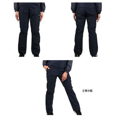 FIRESTAR 女防風長褲-慢跑 路跑 保暖 刷毛 防潑水 風褲 丈青水藍