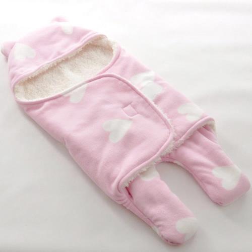 Colorland-嬰兒包巾 懶人包巾 保暖雙層羊羔絨嬰兒分腿式睡袋