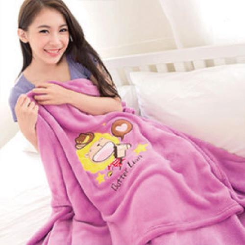 【奶油獅】台灣製造 加厚長毛雙面珊瑚絨保暖毯(星星牛仔款)-桃紫