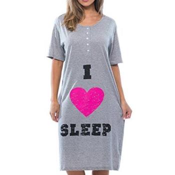 Love21 女大尺碼居家連身寬鬆圖騰灰色短袖睡衣(預購)