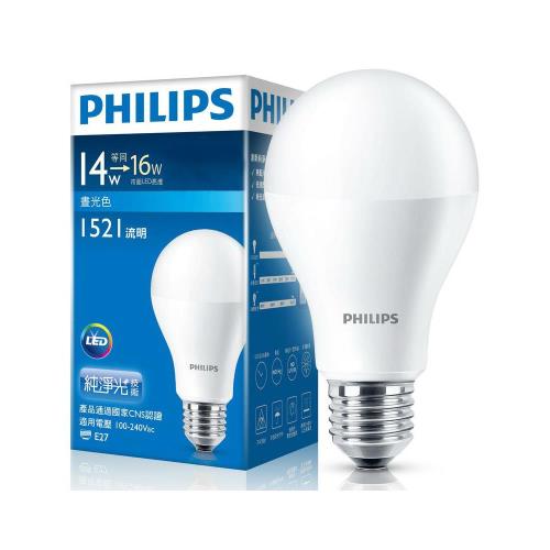PHILIPS飛利浦 LED球型 14W 廣角LED燈泡E27 白光/黃光 全電壓(6入組) 