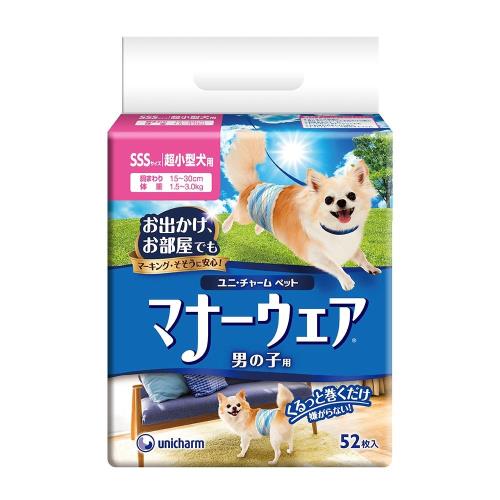 日本Unicharm消臭大師禮貌帶-公犬用(SSS)(52片/包) 2入