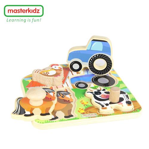 【英國Masterkidz】木釘手握木塊拼圖-農場