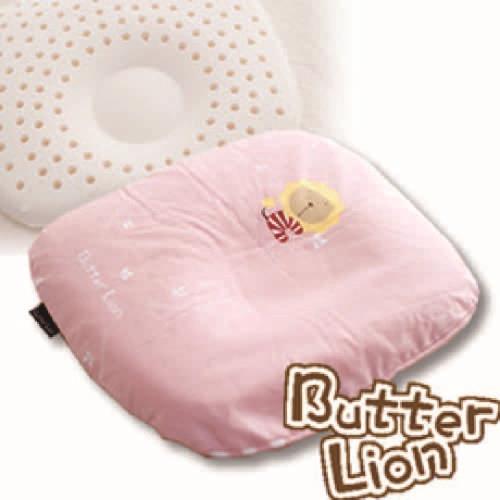 【奶油獅】馬來西亞天然乳膠新生嬰兒模塑造形圓枕(粉紅)~適合0~6個月新生必購