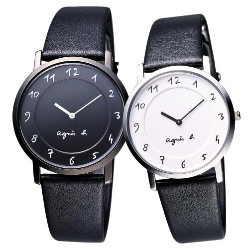 agnes b. 法國時尚簡約風情對錶 情侶手錶 7N00-0BC0S+7N00-0BC0D(BG4001P1+BG4002P1)
