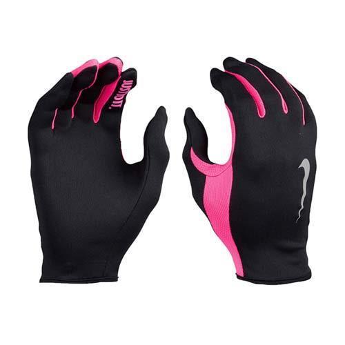 NIKE RALLY 2.0 女用跑步手套-慢跑 路跑 防曬 一雙入 黑螢光粉紅