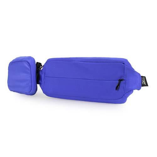 MIZUNO 腰包2PCS-附小袋 手機包 慢跑 路跑 登山 美津濃 藍螢光黃