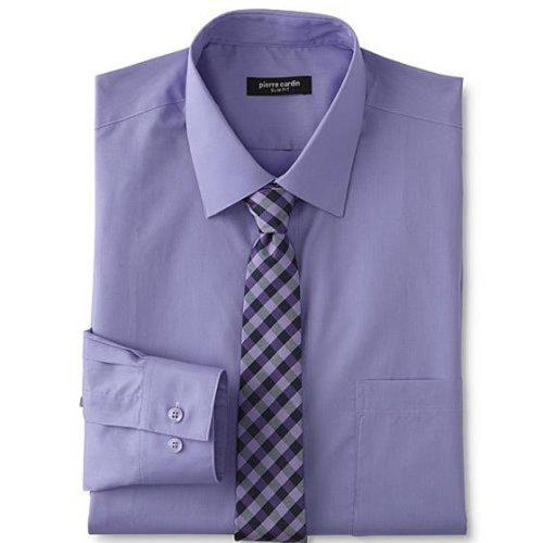 Pierre Cardin 2018時尚合身剪裁淺紫襯衫領帶套組(預購)