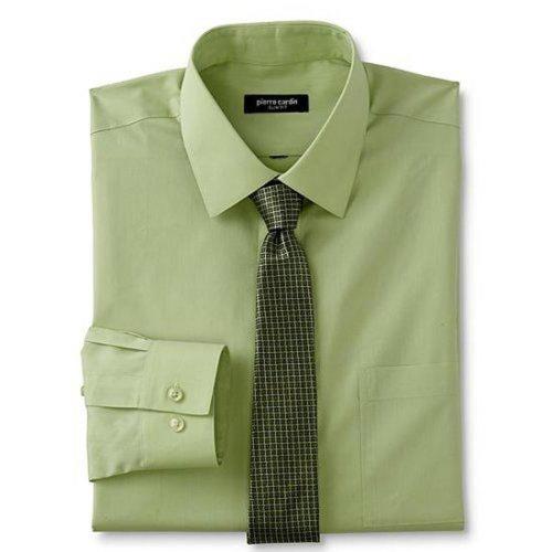 Pierre Cardin 2018時尚合身剪裁蔥綠襯衫領帶套組(預購)