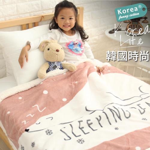 【伊柔寢飾】超可愛韓風．兒童法蘭絨羊羔毯-雪花熊