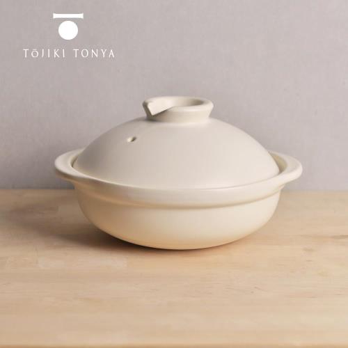 日本TOJIKI TONYA 萬古燒燉煮土鍋1.8L 白