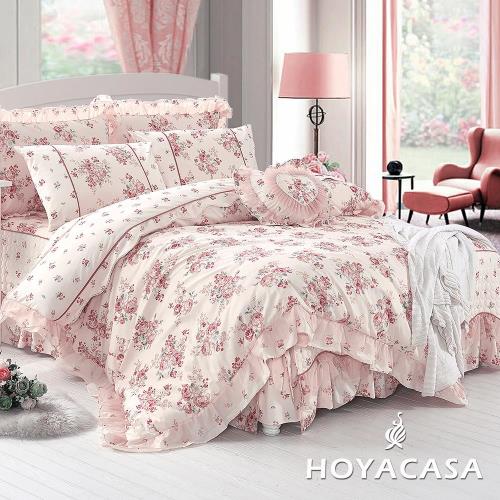 HOYACASA玫瑰儷影 雙人精梳純棉蕾絲八件式床罩組-型(網)
