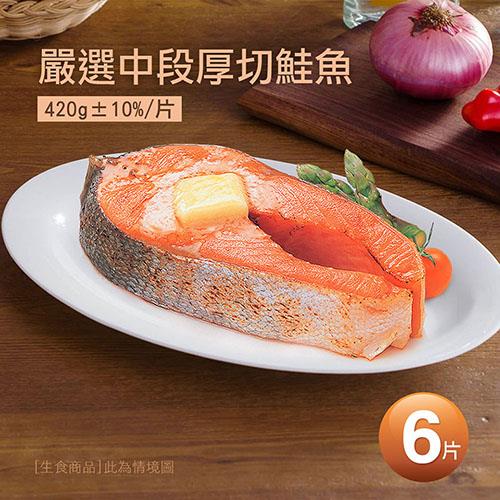 築地一番鮮 嚴選中段厚切鮭魚6片(420g/片)