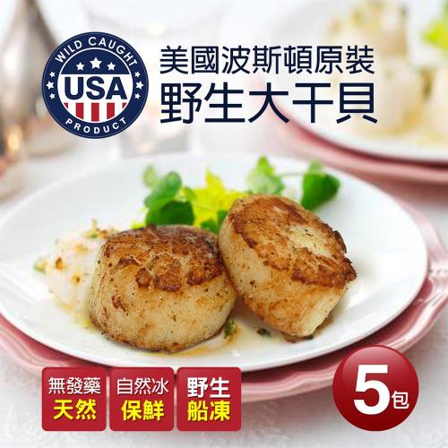 築地一番鮮-美國波斯頓原裝野生大干貝5包(454g/包)