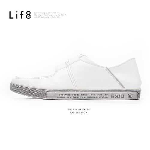 Life8-Casual 2way後踩 街頭風休閒鞋-白色/黑色-09822