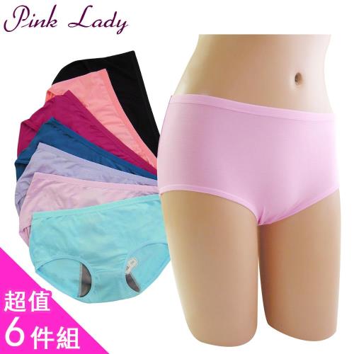 【PINK LADY】簡約素面 中低腰竹炭防水生理褲8962(6件組)