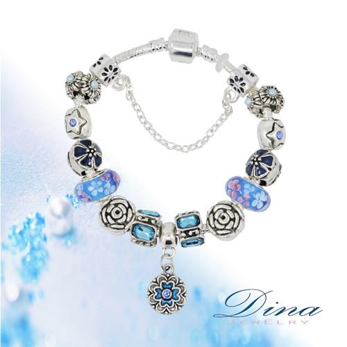 DINA JEWELRY蒂娜珠寶 藍色珊瑚海 潘朵拉風格 設計手鍊