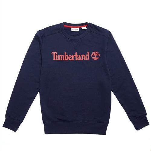 Timberland男款航海藍 Oyster River BB 品牌橫列標誌圓領運動衫