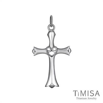 【TiMISA】愛心十字 純鈦墜飾