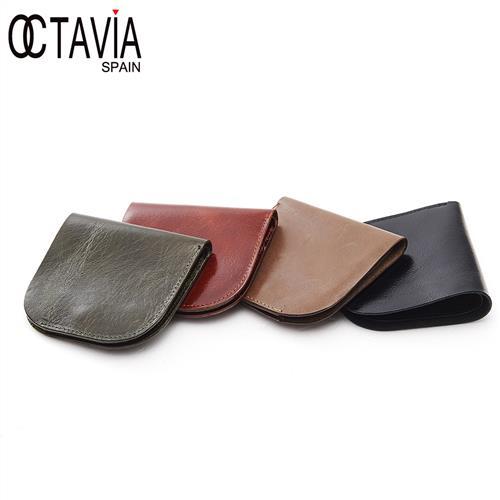OCTAVIA8真皮 -   BACKUP  口袋式極簡式二折油蠟牛皮短夾 - (四種顏色可選)