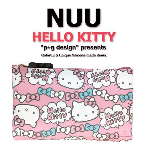 日本空運進口 p+g design NUU X HELLO KITTY 2016 繽紛矽膠拉鍊零錢包 - 粉色蝴蝶結款