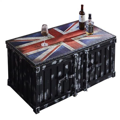 【AT HOME】工業風設計布雷克英國旗黑色貨櫃茶几(120*60*51cm)