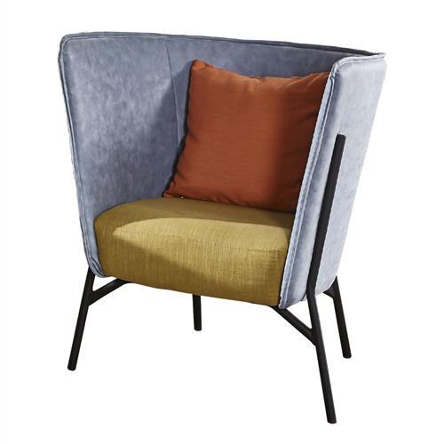 【AT HOME】工業風設計仿舊杰倫雙色灰藍皮沙發椅(75*71*87cm)