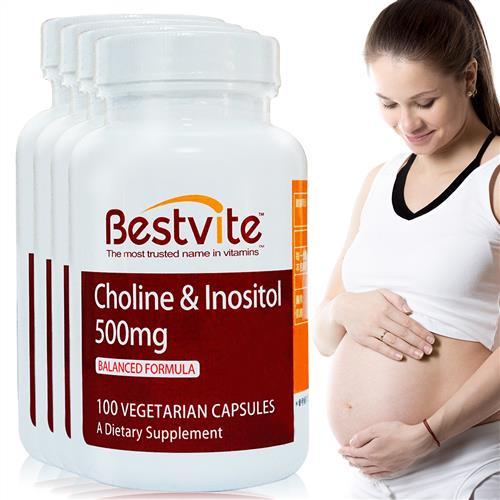 【美國Bestvite】必賜力膽鹼加肌醇膠囊4瓶組 (100顆*4瓶)-效期至2026/5/31
