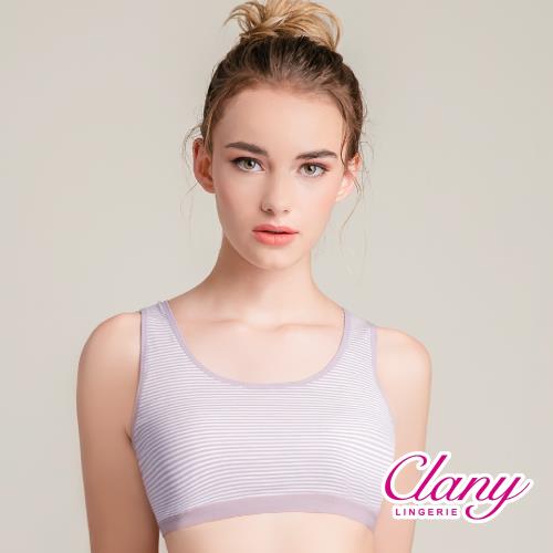 可蘭霓Clany 棉質絲蛋白條紋M-XL運動內衣(高貴紫 6627-92)