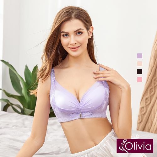 【Olivia】無鋼圈桑蠶絲大尺碼內衣(紫色)