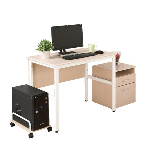 《DFhouse》頂楓90公分電腦辦公桌+主機架+活動櫃-楓木色